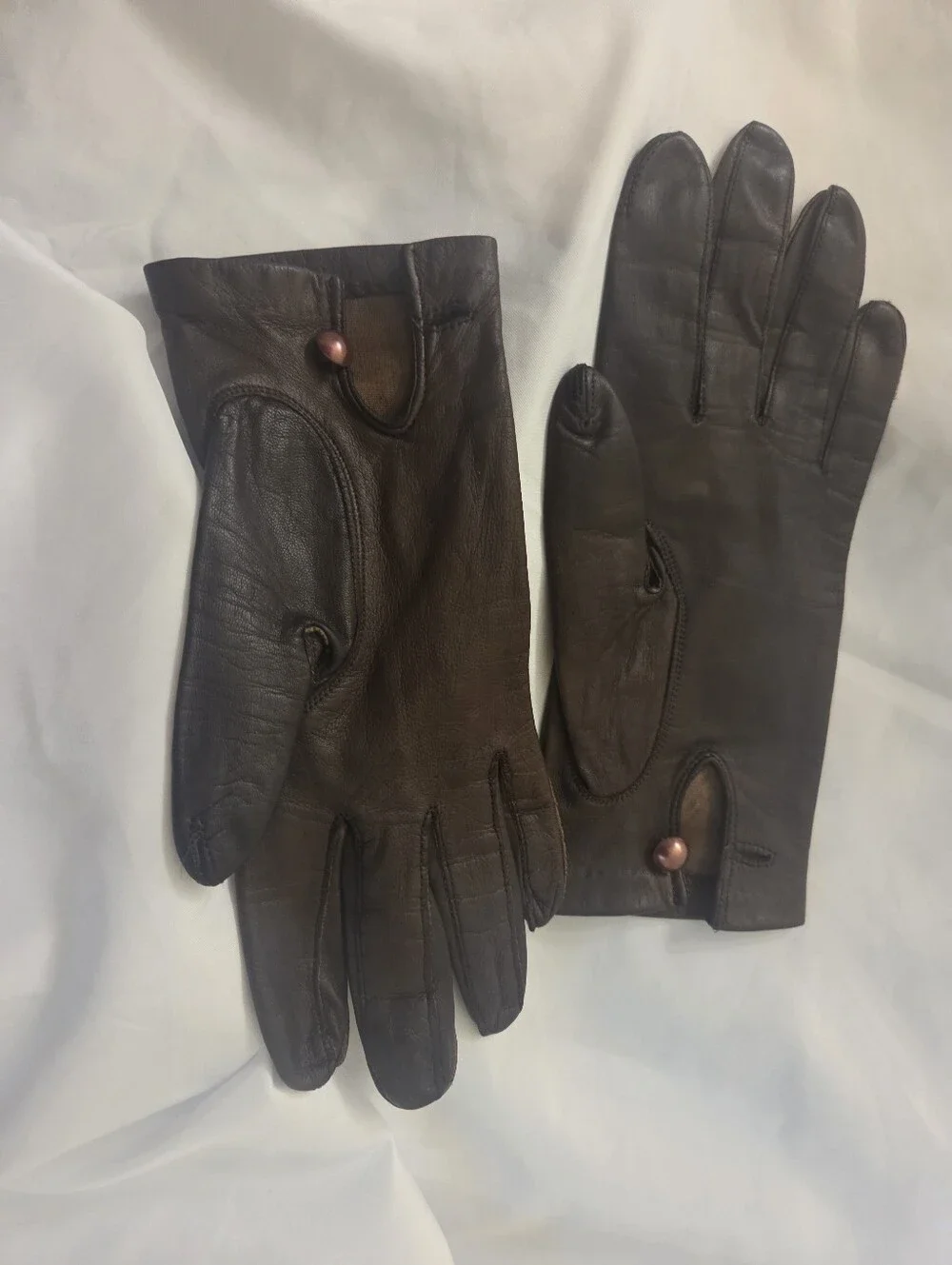 Vintage Womens Brown Leather Gloves 6.5